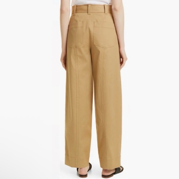 Vince Seam Front Trouser High Rise Wide Leg Cotton Pant Neutral Camel 14 Large - Picture 4 of 15
